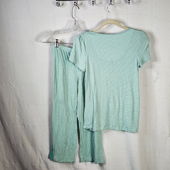 Apt. 9 Intimates Green Pattern with Lace Trim and Satin Tie Pajama Set Size S - Picture 10 of 16